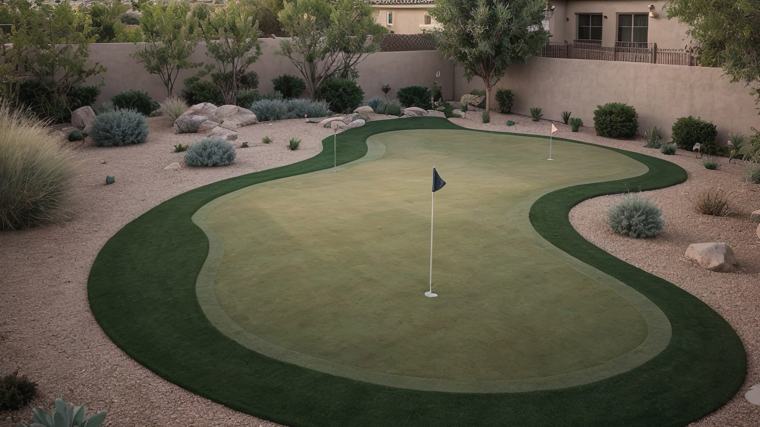 turf 1 Backyard putting green with landscaping